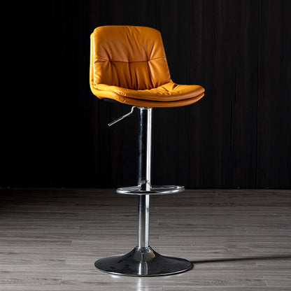 Iron Footrest Bar Stool Low Back Indoor Modern Adjustable Counter-height Stool Light Yellow Silver 1 Piece Clearhalo 'Bar Furniture' 'Bar Stools' 'bar_stools' 'furn' 'furn_bar_stools' 'furniture_bar_stools' 'Kitchen & Dining Furniture' 'kitchen&dining_furn' 'kitchen' 'kitchen_furn' Furniture' 4184248