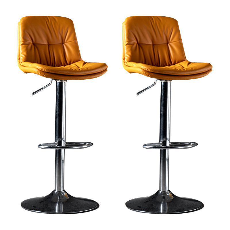 Iron Footrest Bar Stool Low Back Indoor Modern Adjustable Counter-height Stool Light Yellow Silver 2 Piece Set Clearhalo 'Bar Furniture' 'Bar Stools' 'bar_stools' 'furn' 'furn_bar_stools' 'furniture_bar_stools' 'Kitchen & Dining Furniture' 'kitchen&dining_furn' 'kitchen' 'kitchen_furn' Furniture' 4184249