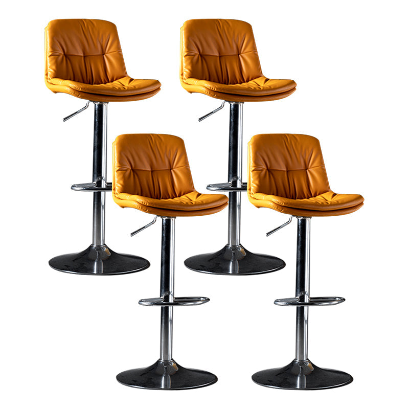 Iron Footrest Bar Stool Low Back Indoor Modern Adjustable Counter-height Stool Light Yellow Silver 4 Piece Set Clearhalo 'Bar Furniture' 'Bar Stools' 'bar_stools' 'furn' 'furn_bar_stools' 'furniture_bar_stools' 'Kitchen & Dining Furniture' 'kitchen&dining_furn' 'kitchen' 'kitchen_furn' Furniture' 4184251