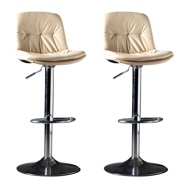 Iron Footrest Bar Stool Low Back Indoor Modern Adjustable Counter-height Stool Off-White Silver 2 Piece Set Clearhalo 'Bar Furniture' 'Bar Stools' 'bar_stools' 'furn' 'furn_bar_stools' 'furniture_bar_stools' 'Kitchen & Dining Furniture' 'kitchen&dining_furn' 'kitchen' 'kitchen_furn' Furniture' 4184255