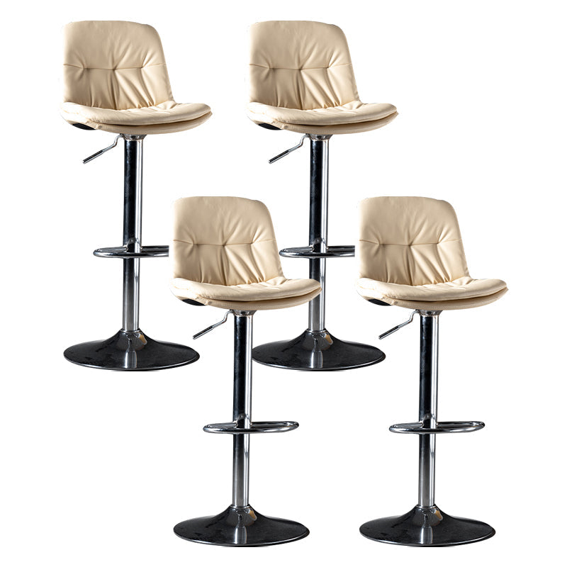 Iron Footrest Bar Stool Low Back Indoor Modern Adjustable Counter-height Stool Off-White Silver 4 Piece Set Clearhalo 'Bar Furniture' 'Bar Stools' 'bar_stools' 'furn' 'furn_bar_stools' 'furniture_bar_stools' 'Kitchen & Dining Furniture' 'kitchen&dining_furn' 'kitchen' 'kitchen_furn' Furniture' 4184257