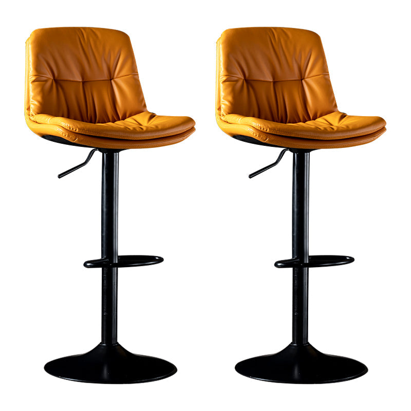 Iron Footrest Bar Stool Low Back Indoor Modern Adjustable Counter-height Stool Light Yellow Black 2 Piece Set Clearhalo 'Bar Furniture' 'Bar Stools' 'bar_stools' 'furn' 'furn_bar_stools' 'furniture_bar_stools' 'Kitchen & Dining Furniture' 'kitchen&dining_furn' 'kitchen' 'kitchen_furn' Furniture' 4184261