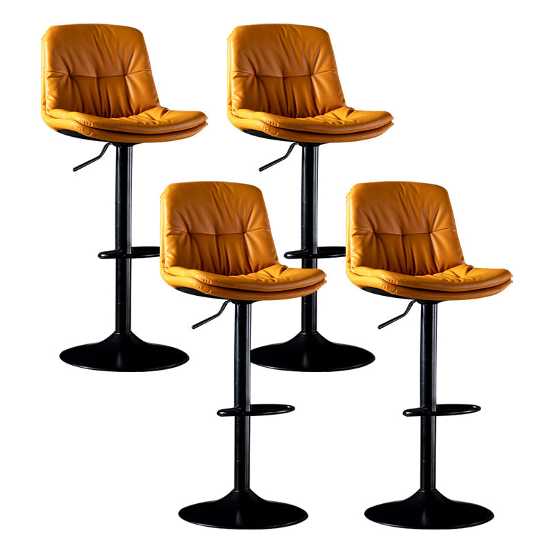 Iron Footrest Bar Stool Low Back Indoor Modern Adjustable Counter-height Stool Light Yellow Black 4 Piece Set Clearhalo 'Bar Furniture' 'Bar Stools' 'bar_stools' 'furn' 'furn_bar_stools' 'furniture_bar_stools' 'Kitchen & Dining Furniture' 'kitchen&dining_furn' 'kitchen' 'kitchen_furn' Furniture' 4184263