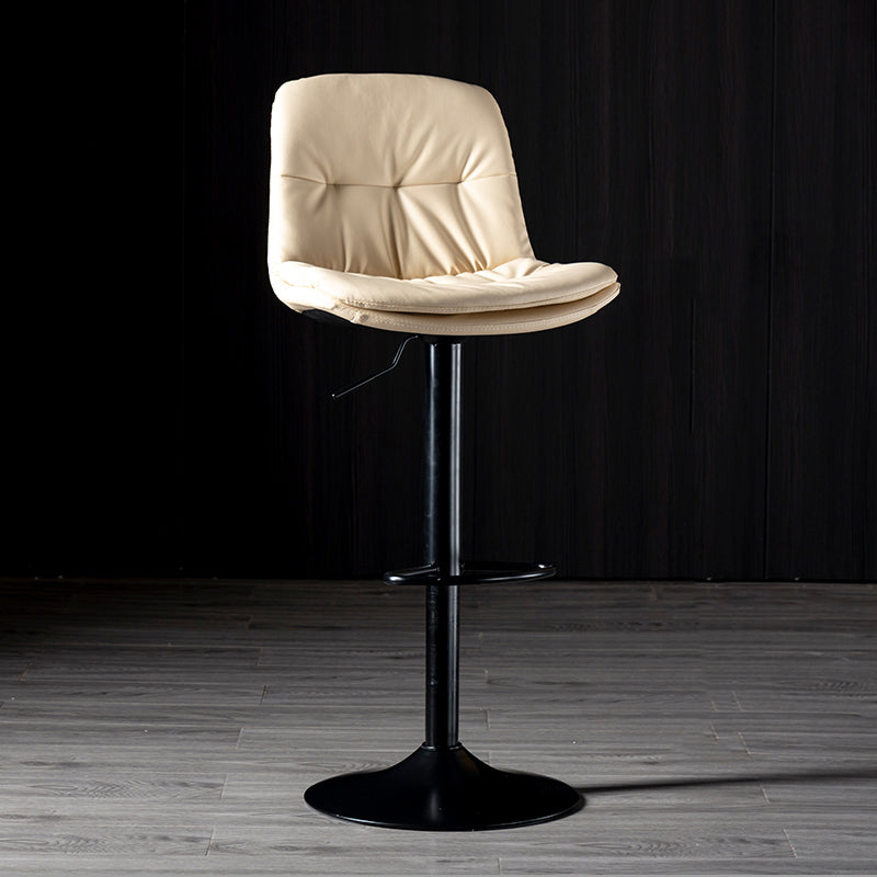 Iron Footrest Bar Stool Low Back Indoor Modern Adjustable Counter-height Stool Off-White Black 1 Piece Clearhalo 'Bar Furniture' 'Bar Stools' 'bar_stools' 'furn' 'furn_bar_stools' 'furniture_bar_stools' 'Kitchen & Dining Furniture' 'kitchen&dining_furn' 'kitchen' 'kitchen_furn' Furniture' 4184265