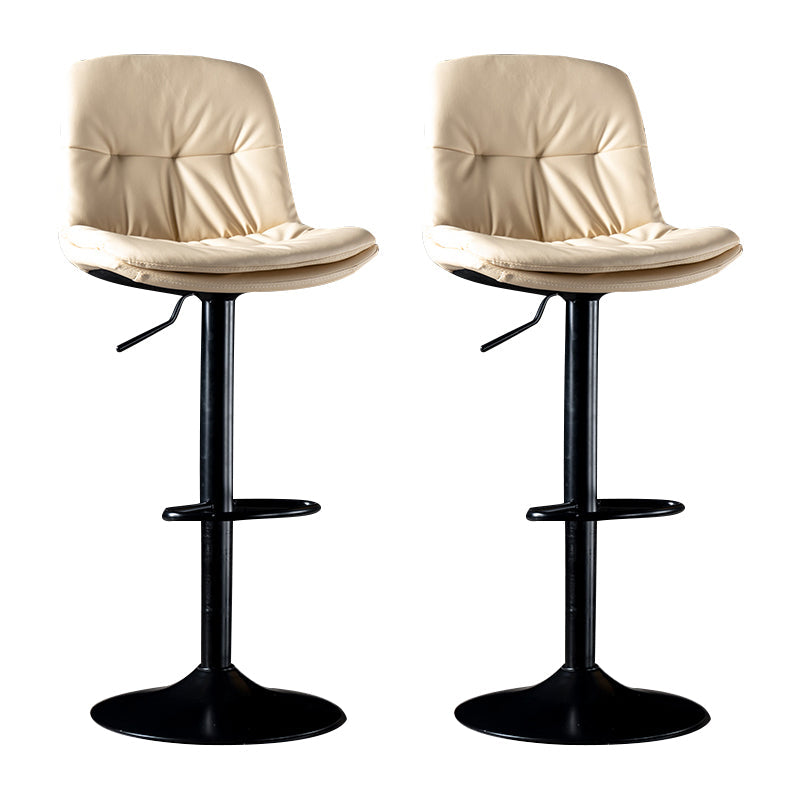 Iron Footrest Bar Stool Low Back Indoor Modern Adjustable Counter-height Stool Off-White Black 2 Piece Set Clearhalo 'Bar Furniture' 'Bar Stools' 'bar_stools' 'furn' 'furn_bar_stools' 'furniture_bar_stools' 'Kitchen & Dining Furniture' 'kitchen&dining_furn' 'kitchen' 'kitchen_furn' Furniture' 4184268