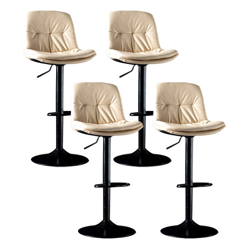 Iron Footrest Bar Stool Low Back Indoor Modern Adjustable Counter-height Stool Off-White Black 4 Piece Set Clearhalo 'Bar Furniture' 'Bar Stools' 'bar_stools' 'furn' 'furn_bar_stools' 'furniture_bar_stools' 'Kitchen & Dining Furniture' 'kitchen&dining_furn' 'kitchen' 'kitchen_furn' Furniture' 4184270