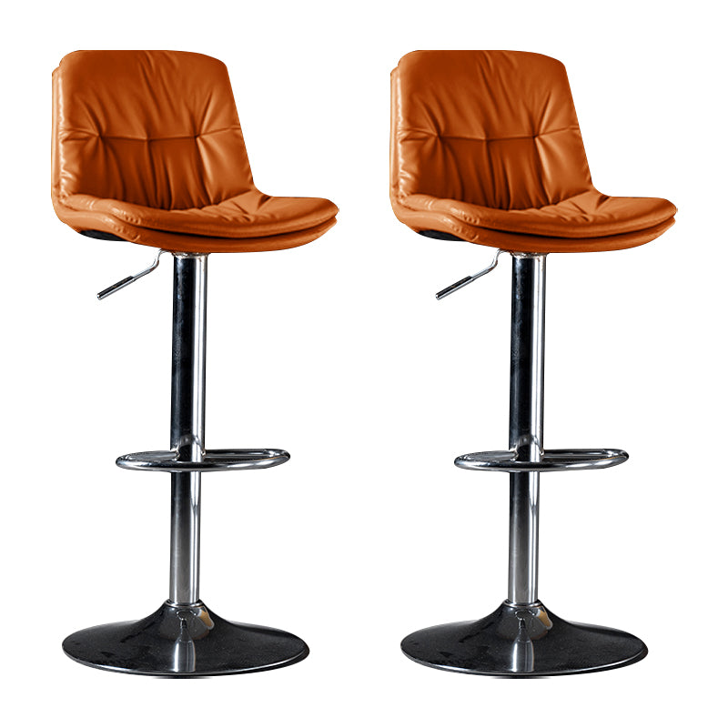 Iron Footrest Bar Stool Low Back Indoor Modern Adjustable Counter-height Stool Orange Silver 2 Piece Set Clearhalo 'Bar Furniture' 'Bar Stools' 'bar_stools' 'furn' 'furn_bar_stools' 'furniture_bar_stools' 'Kitchen & Dining Furniture' 'kitchen&dining_furn' 'kitchen' 'kitchen_furn' Furniture' 4184271
