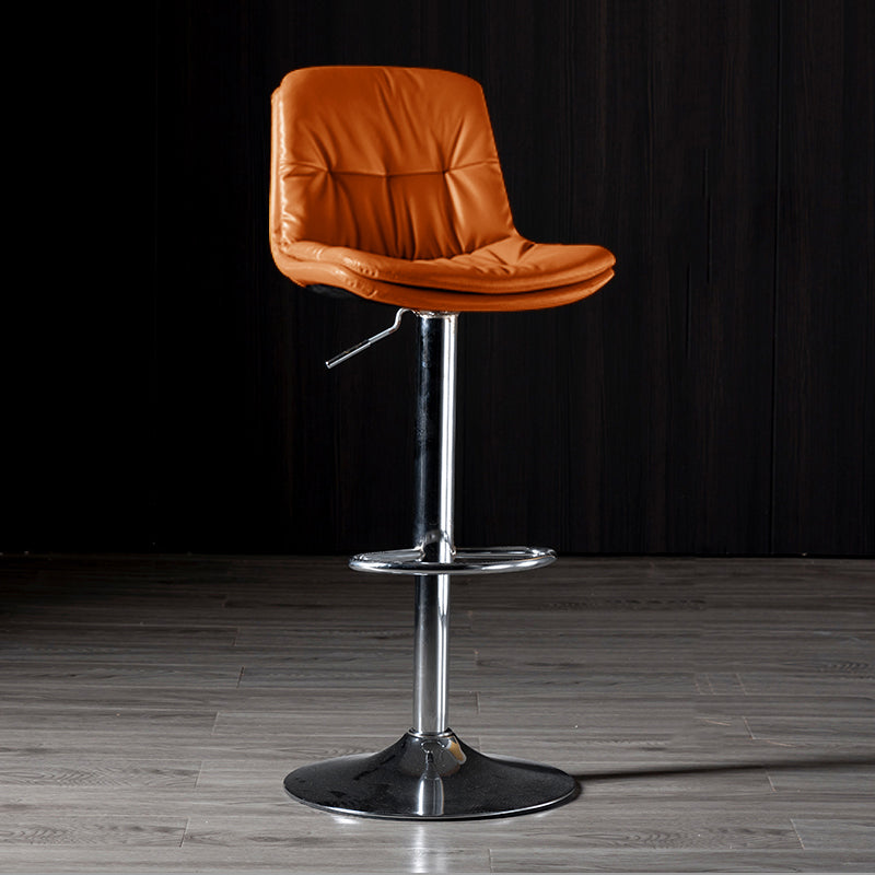 Iron Footrest Bar Stool Low Back Indoor Modern Adjustable Counter-height Stool Orange Silver 1 Piece Clearhalo 'Bar Furniture' 'Bar Stools' 'bar_stools' 'furn' 'furn_bar_stools' 'furniture_bar_stools' 'Kitchen & Dining Furniture' 'kitchen&dining_furn' 'kitchen' 'kitchen_furn' Furniture' 4184272