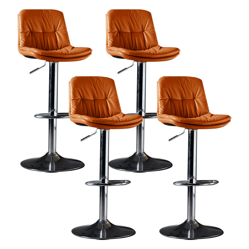 Iron Footrest Bar Stool Low Back Indoor Modern Adjustable Counter-height Stool Orange Silver 4 Piece Set Clearhalo 'Bar Furniture' 'Bar Stools' 'bar_stools' 'furn' 'furn_bar_stools' 'furniture_bar_stools' 'Kitchen & Dining Furniture' 'kitchen&dining_furn' 'kitchen' 'kitchen_furn' Furniture' 4184273