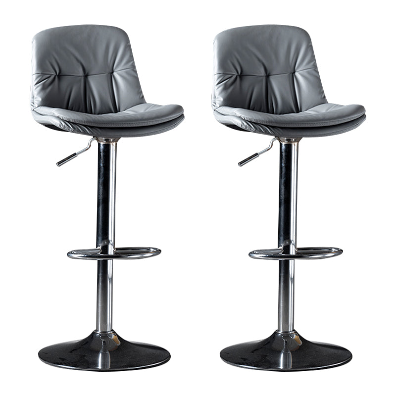 Iron Footrest Bar Stool Low Back Indoor Modern Adjustable Counter-height Stool Light Gray Silver 2 Piece Set Clearhalo 'Bar Furniture' 'Bar Stools' 'bar_stools' 'furn' 'furn_bar_stools' 'furniture_bar_stools' 'Kitchen & Dining Furniture' 'kitchen&dining_furn' 'kitchen' 'kitchen_furn' Furniture' 4184275