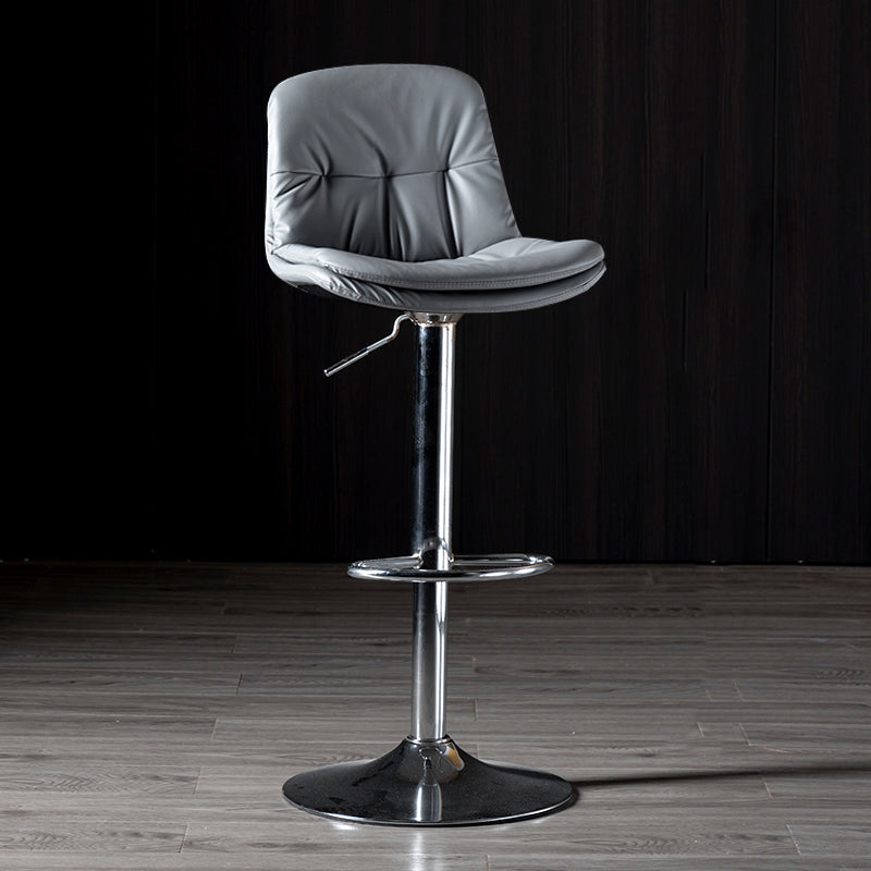 Iron Footrest Bar Stool Low Back Indoor Modern Adjustable Counter-height Stool Light Gray Silver 1 Piece Clearhalo 'Bar Furniture' 'Bar Stools' 'bar_stools' 'furn' 'furn_bar_stools' 'furniture_bar_stools' 'Kitchen & Dining Furniture' 'kitchen&dining_furn' 'kitchen' 'kitchen_furn' Furniture' 4184276