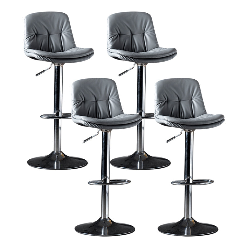 Iron Footrest Bar Stool Low Back Indoor Modern Adjustable Counter-height Stool Light Gray Silver 4 Piece Set Clearhalo 'Bar Furniture' 'Bar Stools' 'bar_stools' 'furn' 'furn_bar_stools' 'furniture_bar_stools' 'Kitchen & Dining Furniture' 'kitchen&dining_furn' 'kitchen' 'kitchen_furn' Furniture' 4184277