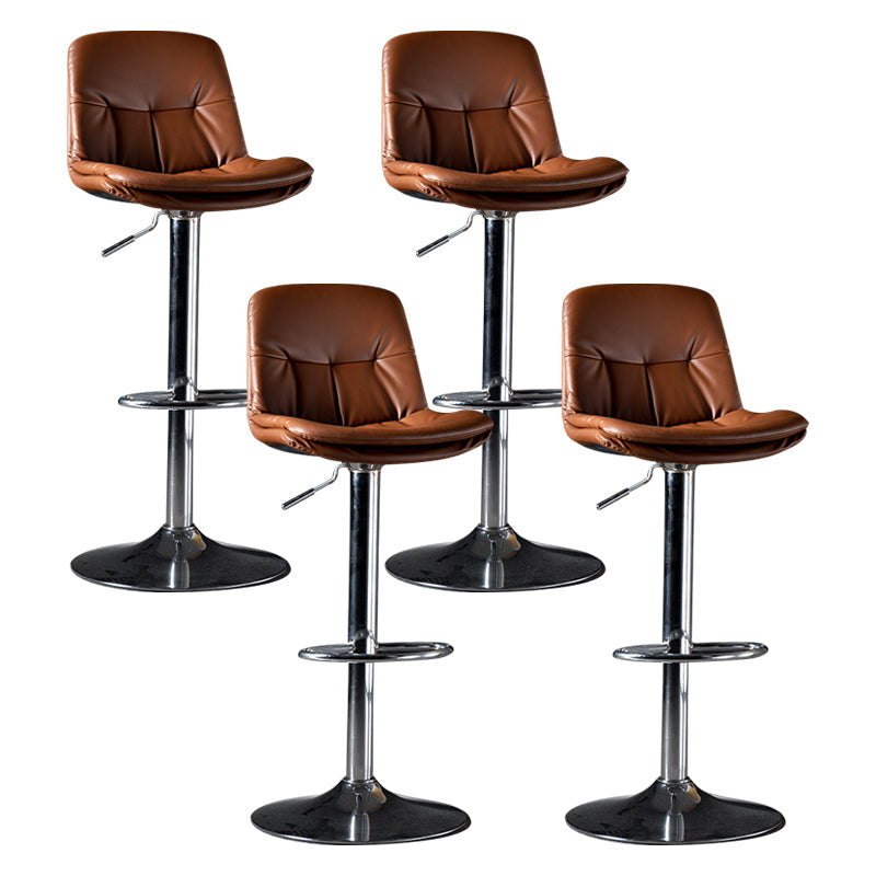 Iron Footrest Bar Stool Low Back Indoor Modern Adjustable Counter-height Stool Brown Silver 4 Piece Set Clearhalo 'Bar Furniture' 'Bar Stools' 'bar_stools' 'furn' 'furn_bar_stools' 'furniture_bar_stools' 'Kitchen & Dining Furniture' 'kitchen&dining_furn' 'kitchen' 'kitchen_furn' Furniture' 4184279