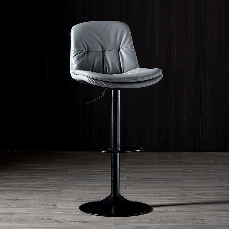 Iron Footrest Bar Stool Low Back Indoor Modern Adjustable Counter-height Stool Light Gray Black 1 Piece Clearhalo 'Bar Furniture' 'Bar Stools' 'bar_stools' 'furn' 'furn_bar_stools' 'furniture_bar_stools' 'Kitchen & Dining Furniture' 'kitchen&dining_furn' 'kitchen' 'kitchen_furn' Furniture' 4184280