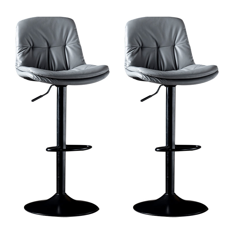 Iron Footrest Bar Stool Low Back Indoor Modern Adjustable Counter-height Stool Light Gray Black 2 Piece Set Clearhalo 'Bar Furniture' 'Bar Stools' 'bar_stools' 'furn' 'furn_bar_stools' 'furniture_bar_stools' 'Kitchen & Dining Furniture' 'kitchen&dining_furn' 'kitchen' 'kitchen_furn' Furniture' 4184281