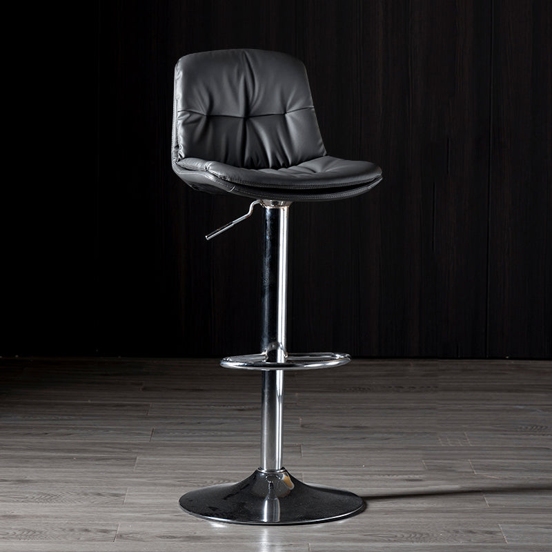Iron Footrest Bar Stool Low Back Indoor Modern Adjustable Counter-height Stool Dark Gray Silver 1 Piece Clearhalo 'Bar Furniture' 'Bar Stools' 'bar_stools' 'furn' 'furn_bar_stools' 'furniture_bar_stools' 'Kitchen & Dining Furniture' 'kitchen&dining_furn' 'kitchen' 'kitchen_furn' Furniture' 4184283