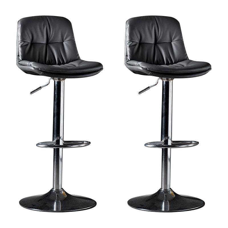 Iron Footrest Bar Stool Low Back Indoor Modern Adjustable Counter-height Stool Dark Gray Silver 2 Piece Set Clearhalo 'Bar Furniture' 'Bar Stools' 'bar_stools' 'furn' 'furn_bar_stools' 'furniture_bar_stools' 'Kitchen & Dining Furniture' 'kitchen&dining_furn' 'kitchen' 'kitchen_furn' Furniture' 4184284