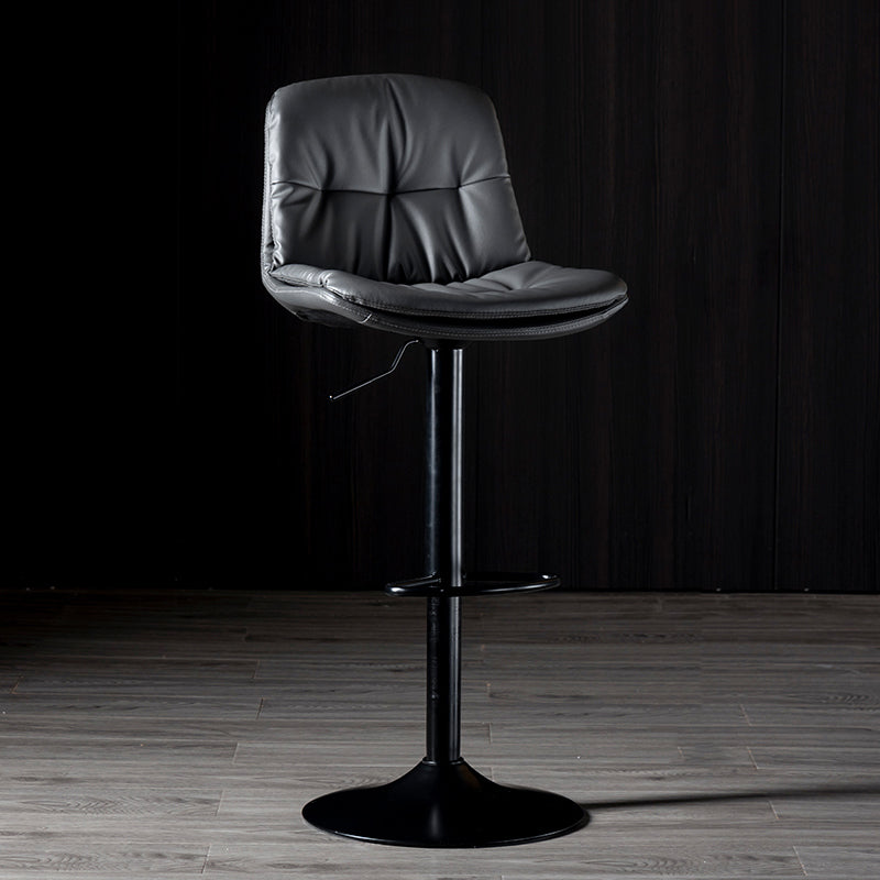 Iron Footrest Bar Stool Low Back Indoor Modern Adjustable Counter-height Stool Dark Gray Black 1 Piece Clearhalo 'Bar Furniture' 'Bar Stools' 'bar_stools' 'furn' 'furn_bar_stools' 'furniture_bar_stools' 'Kitchen & Dining Furniture' 'kitchen&dining_furn' 'kitchen' 'kitchen_furn' Furniture' 4184286