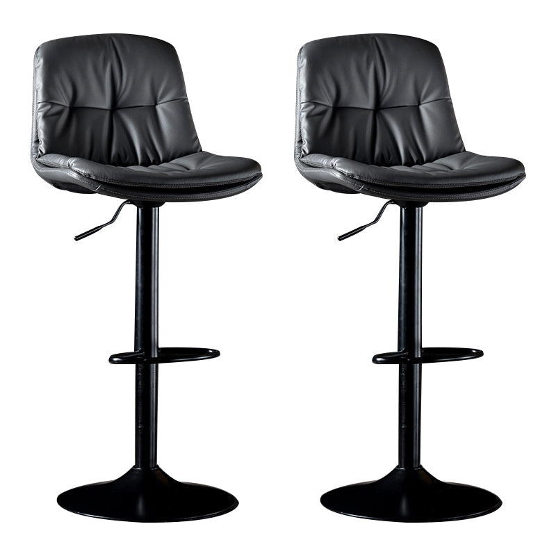 Iron Footrest Bar Stool Low Back Indoor Modern Adjustable Counter-height Stool Dark Gray Black 2 Piece Set Clearhalo 'Bar Furniture' 'Bar Stools' 'bar_stools' 'furn' 'furn_bar_stools' 'furniture_bar_stools' 'Kitchen & Dining Furniture' 'kitchen&dining_furn' 'kitchen' 'kitchen_furn' Furniture' 4184287
