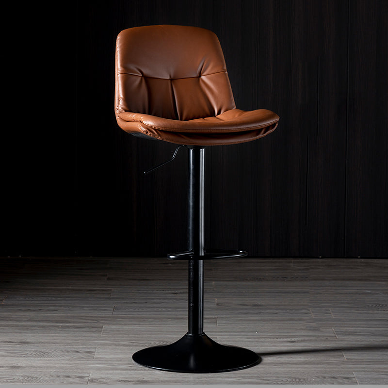 Iron Footrest Bar Stool Low Back Indoor Modern Adjustable Counter-height Stool Brown Black 1 Piece Clearhalo 'Bar Furniture' 'Bar Stools' 'bar_stools' 'furn' 'furn_bar_stools' 'furniture_bar_stools' 'Kitchen & Dining Furniture' 'kitchen&dining_furn' 'kitchen' 'kitchen_furn' Furniture' 4184289
