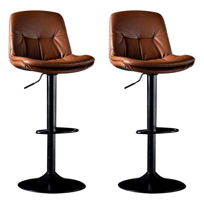Iron Footrest Bar Stool Low Back Indoor Modern Adjustable Counter-height Stool Brown Black 2 Piece Set Clearhalo 'Bar Furniture' 'Bar Stools' 'bar_stools' 'furn' 'furn_bar_stools' 'furniture_bar_stools' 'Kitchen & Dining Furniture' 'kitchen&dining_furn' 'kitchen' 'kitchen_furn' Furniture' 4184290