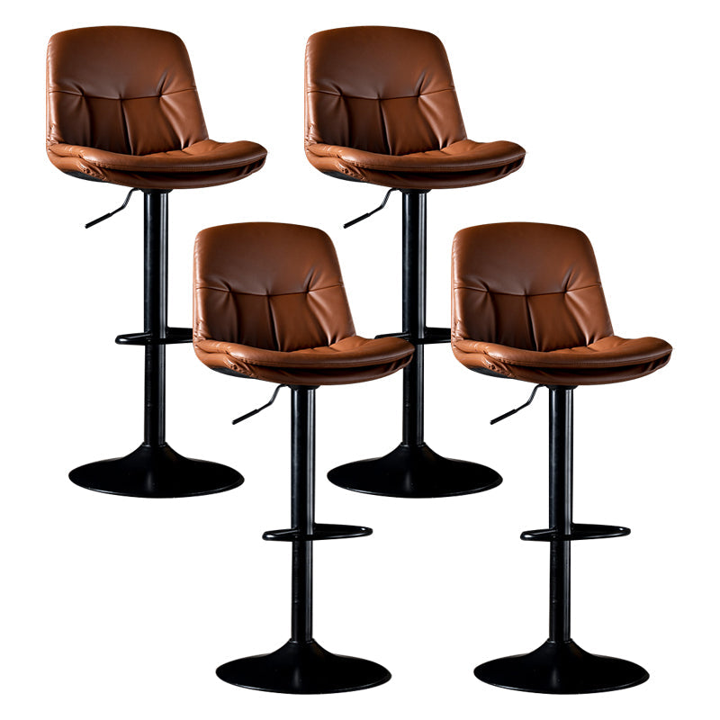 Iron Footrest Bar Stool Low Back Indoor Modern Adjustable Counter-height Stool Brown Black 4 Piece Set Clearhalo 'Bar Furniture' 'Bar Stools' 'bar_stools' 'furn' 'furn_bar_stools' 'furniture_bar_stools' 'Kitchen & Dining Furniture' 'kitchen&dining_furn' 'kitchen' 'kitchen_furn' Furniture' 4184291