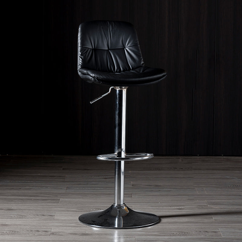 Iron Footrest Bar Stool Low Back Indoor Modern Adjustable Counter-height Stool Black Silver 1 Piece Clearhalo 'Bar Furniture' 'Bar Stools' 'bar_stools' 'furn' 'furn_bar_stools' 'furniture_bar_stools' 'Kitchen & Dining Furniture' 'kitchen&dining_furn' 'kitchen' 'kitchen_furn' Furniture' 4184292