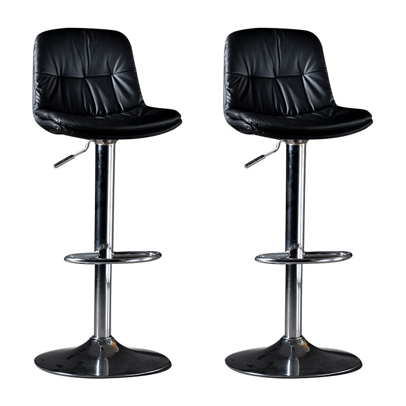Iron Footrest Bar Stool Low Back Indoor Modern Adjustable Counter-height Stool Black Silver 2 Piece Set Clearhalo 'Bar Furniture' 'Bar Stools' 'bar_stools' 'furn' 'furn_bar_stools' 'furniture_bar_stools' 'Kitchen & Dining Furniture' 'kitchen&dining_furn' 'kitchen' 'kitchen_furn' Furniture' 4184293