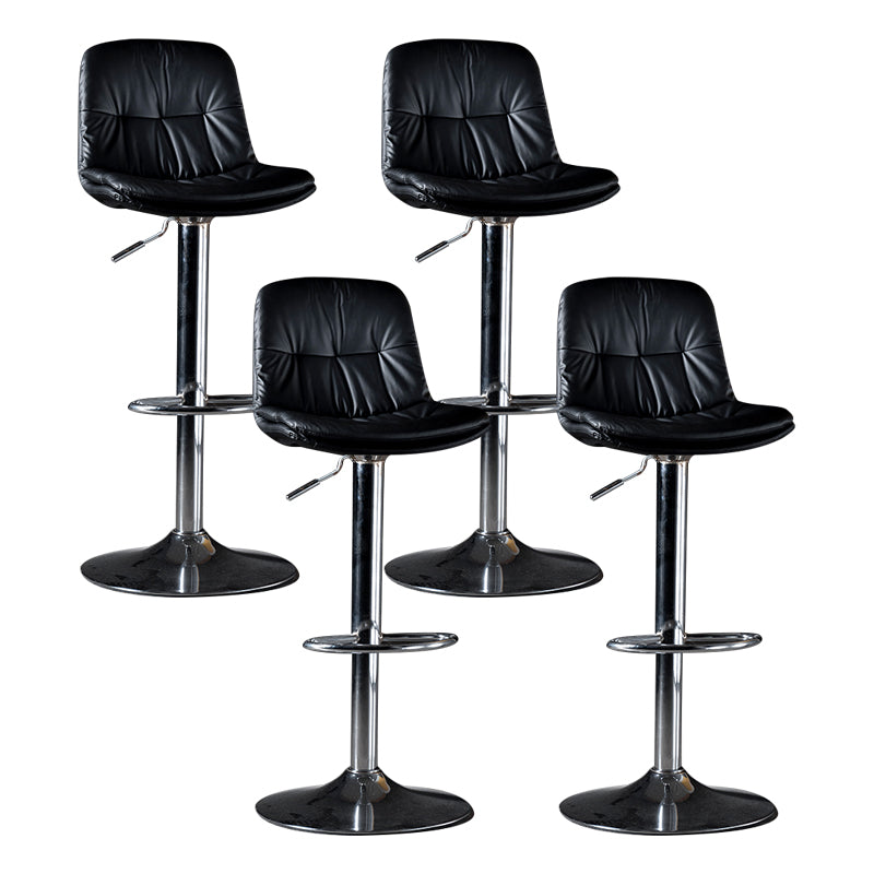 Iron Footrest Bar Stool Low Back Indoor Modern Adjustable Counter-height Stool Black Silver 4 Piece Set Clearhalo 'Bar Furniture' 'Bar Stools' 'bar_stools' 'furn' 'furn_bar_stools' 'furniture_bar_stools' 'Kitchen & Dining Furniture' 'kitchen&dining_furn' 'kitchen' 'kitchen_furn' Furniture' 4184294