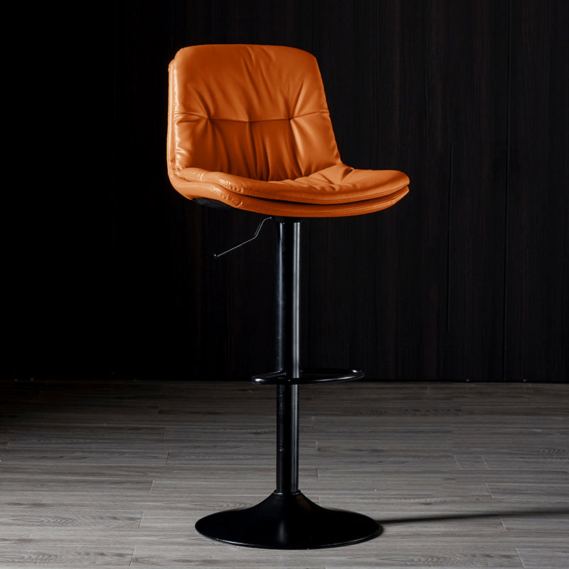 Iron Footrest Bar Stool Low Back Indoor Modern Adjustable Counter-height Stool Orange Black 1 Piece Clearhalo 'Bar Furniture' 'Bar Stools' 'bar_stools' 'furn' 'furn_bar_stools' 'furniture_bar_stools' 'Kitchen & Dining Furniture' 'kitchen&dining_furn' 'kitchen' 'kitchen_furn' Furniture' 4184295