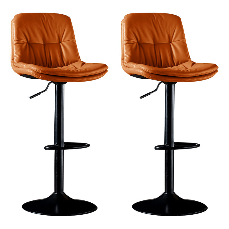 Iron Footrest Bar Stool Low Back Indoor Modern Adjustable Counter-height Stool Orange Black 2 Piece Set Clearhalo 'Bar Furniture' 'Bar Stools' 'bar_stools' 'furn' 'furn_bar_stools' 'furniture_bar_stools' 'Kitchen & Dining Furniture' 'kitchen&dining_furn' 'kitchen' 'kitchen_furn' Furniture' 4184296