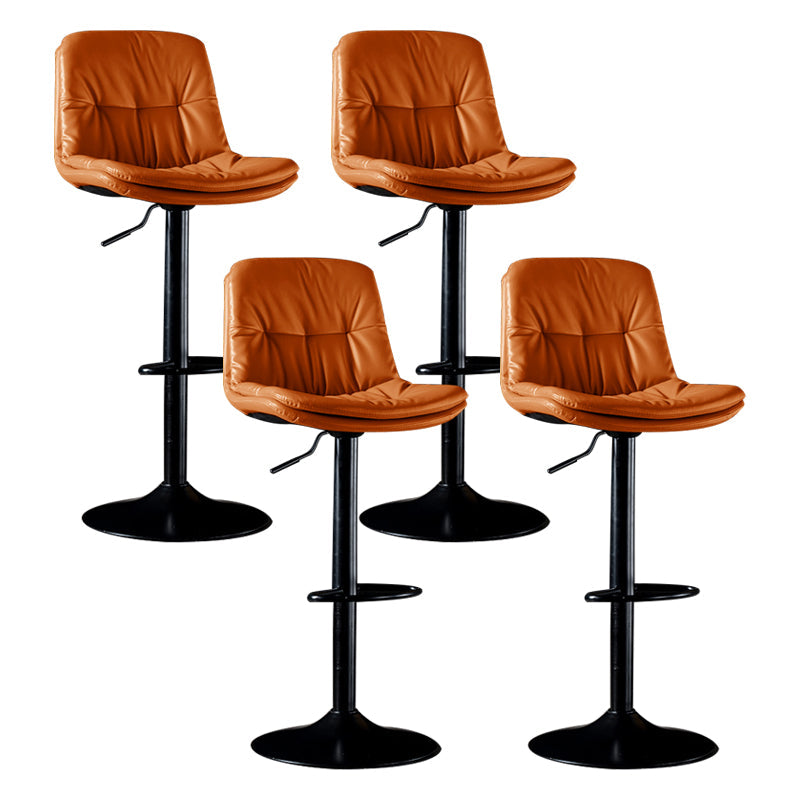 Iron Footrest Bar Stool Low Back Indoor Modern Adjustable Counter-height Stool Orange Black 4 Piece Set Clearhalo 'Bar Furniture' 'Bar Stools' 'bar_stools' 'furn' 'furn_bar_stools' 'furniture_bar_stools' 'Kitchen & Dining Furniture' 'kitchen&dining_furn' 'kitchen' 'kitchen_furn' Furniture' 4184297