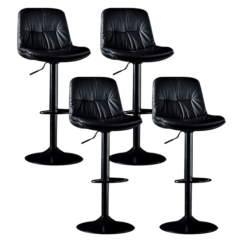 Iron Footrest Bar Stool Low Back Indoor Modern Adjustable Counter-height Stool Black Black 4 Piece Set Clearhalo 'Bar Furniture' 'Bar Stools' 'bar_stools' 'furn' 'furn_bar_stools' 'furniture_bar_stools' 'Kitchen & Dining Furniture' 'kitchen&dining_furn' 'kitchen' 'kitchen_furn' Furniture' 4184300