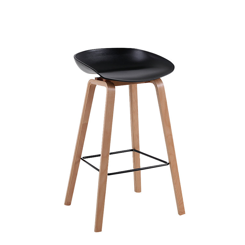 Modern Backrest Armless Counter Stool Wood Household Bar Stool with Plastic Seat Black 1 Piece Counter Stool(26"H) Clearhalo 'Bar Furniture' 'Bar Stools' 'bar_stools' 'furn' 'furn_bar_stools' 'furniture_bar_stools' 'Kitchen & Dining Furniture' 'kitchen&dining_furn' 'kitchen' 'kitchen_furn' Furniture' 4184303
