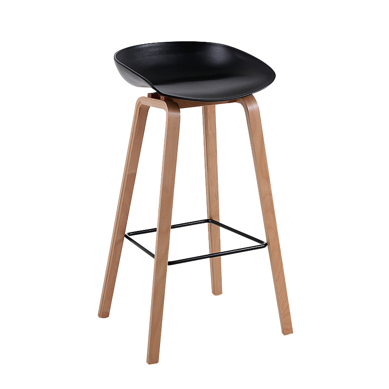 Modern Backrest Armless Counter Stool Wood Household Bar Stool with Plastic Seat Black 1 Piece Bar Stool(30"H) Clearhalo 'Bar Furniture' 'Bar Stools' 'bar_stools' 'furn' 'furn_bar_stools' 'furniture_bar_stools' 'Kitchen & Dining Furniture' 'kitchen&dining_furn' 'kitchen' 'kitchen_furn' Furniture' 4184304