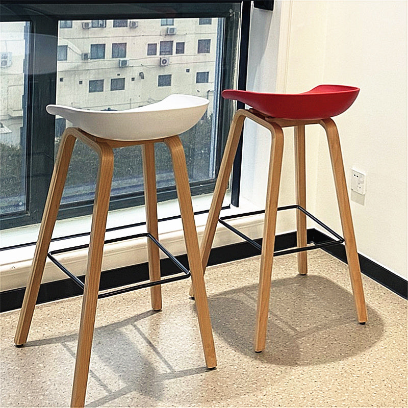 Modern Backrest Armless Counter Stool Wood Household Bar Stool with Plastic Seat Clearhalo 'Bar Furniture' 'Bar Stools' 'bar_stools' 'furn' 'furn_bar_stools' 'furniture_bar_stools' 'Kitchen & Dining Furniture' 'kitchen&dining_furn' 'kitchen' 'kitchen_furn' Furniture' 4184305