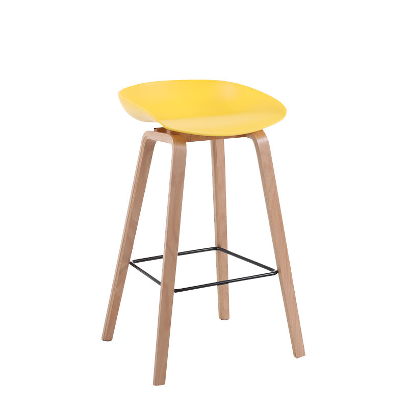 Modern Backrest Armless Counter Stool Wood Household Bar Stool with Plastic Seat Yellow 1 Piece Counter Stool(26"H) Clearhalo 'Bar Furniture' 'Bar Stools' 'bar_stools' 'furn' 'furn_bar_stools' 'furniture_bar_stools' 'Kitchen & Dining Furniture' 'kitchen&dining_furn' 'kitchen' 'kitchen_furn' Furniture' 4184306