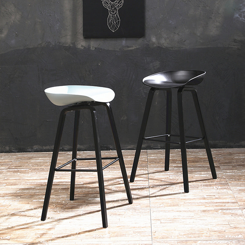 Modern Backrest Armless Counter Stool Wood Household Bar Stool with Plastic Seat Clearhalo 'Bar Furniture' 'Bar Stools' 'bar_stools' 'furn' 'furn_bar_stools' 'furniture_bar_stools' 'Kitchen & Dining Furniture' 'kitchen&dining_furn' 'kitchen' 'kitchen_furn' Furniture' 4184308