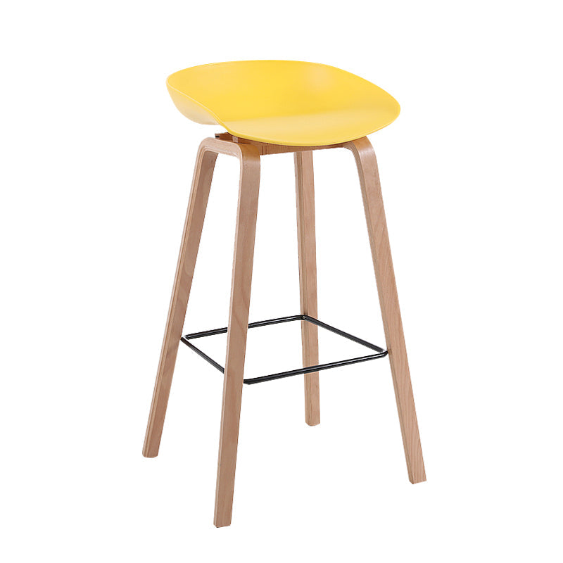 Modern Backrest Armless Counter Stool Wood Household Bar Stool with Plastic Seat Yellow 1 Piece Bar Stool(30"H) Clearhalo 'Bar Furniture' 'Bar Stools' 'bar_stools' 'furn' 'furn_bar_stools' 'furniture_bar_stools' 'Kitchen & Dining Furniture' 'kitchen&dining_furn' 'kitchen' 'kitchen_furn' Furniture' 4184309