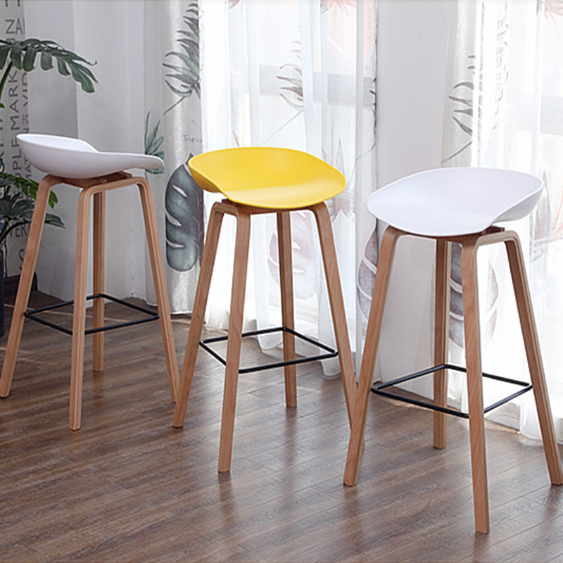 Modern Backrest Armless Counter Stool Wood Household Bar Stool with Plastic Seat Clearhalo 'Bar Furniture' 'Bar Stools' 'bar_stools' 'furn' 'furn_bar_stools' 'furniture_bar_stools' 'Kitchen & Dining Furniture' 'kitchen&dining_furn' 'kitchen' 'kitchen_furn' Furniture' 4184319