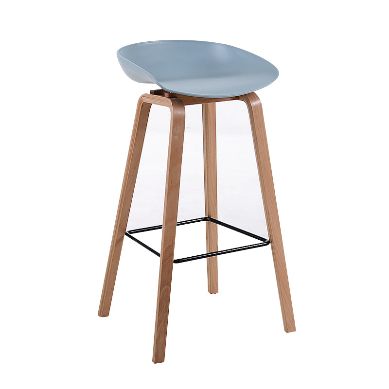 Modern Backrest Armless Counter Stool Wood Household Bar Stool with Plastic Seat Pewter 1 Piece Bar Stool(30"H) Clearhalo 'Bar Furniture' 'Bar Stools' 'bar_stools' 'furn' 'furn_bar_stools' 'furniture_bar_stools' 'Kitchen & Dining Furniture' 'kitchen&dining_furn' 'kitchen' 'kitchen_furn' Furniture' 4184321