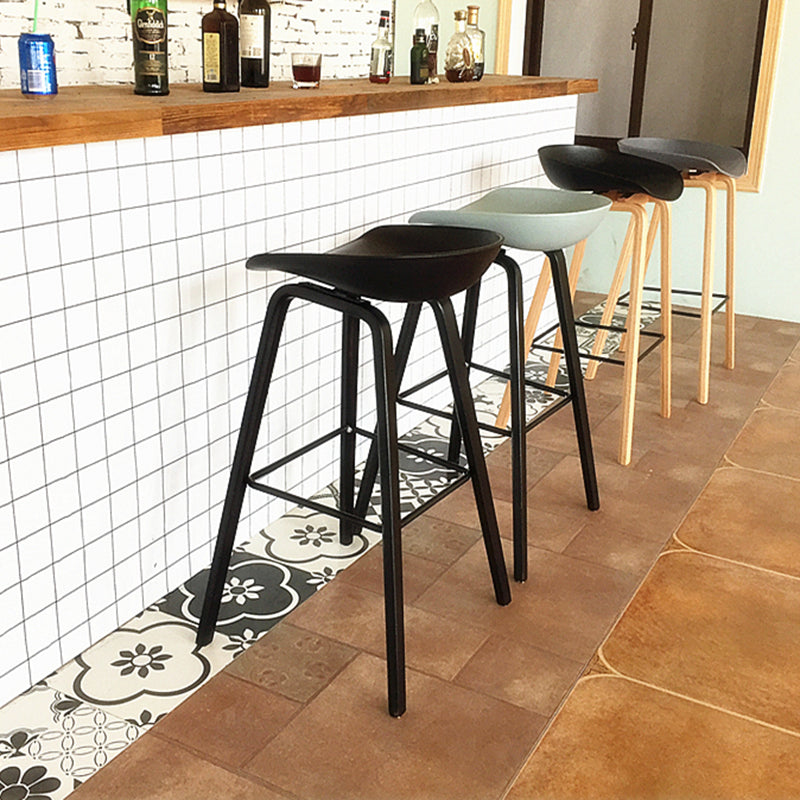 Modern Backrest Armless Counter Stool Wood Household Bar Stool with Plastic Seat Clearhalo 'Bar Furniture' 'Bar Stools' 'bar_stools' 'furn' 'furn_bar_stools' 'furniture_bar_stools' 'Kitchen & Dining Furniture' 'kitchen&dining_furn' 'kitchen' 'kitchen_furn' Furniture' 4184322
