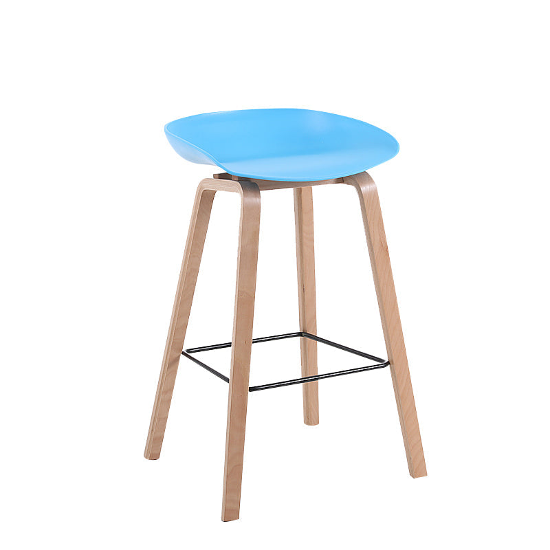 Modern Backrest Armless Counter Stool Wood Household Bar Stool with Plastic Seat Blue 1 Piece Counter Stool(26"H) Clearhalo 'Bar Furniture' 'Bar Stools' 'bar_stools' 'furn' 'furn_bar_stools' 'furniture_bar_stools' 'Kitchen & Dining Furniture' 'kitchen&dining_furn' 'kitchen' 'kitchen_furn' Furniture' 4184323