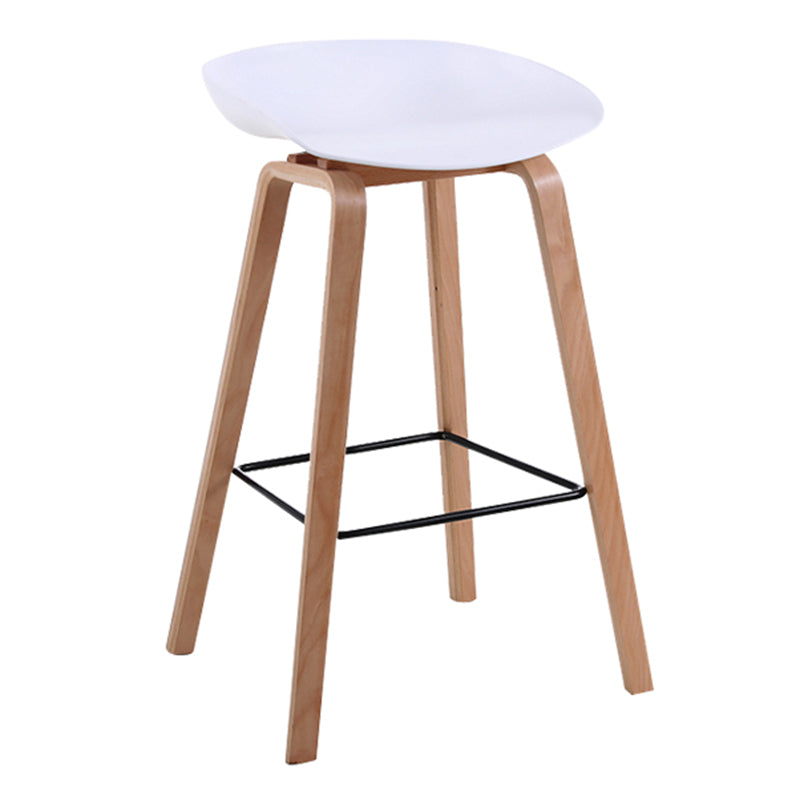 Modern Backrest Armless Counter Stool Wood Household Bar Stool with Plastic Seat White 1 Piece Counter Stool(26"H) Clearhalo 'Bar Furniture' 'Bar Stools' 'bar_stools' 'furn' 'furn_bar_stools' 'furniture_bar_stools' 'Kitchen & Dining Furniture' 'kitchen&dining_furn' 'kitchen' 'kitchen_furn' Furniture' 4184325