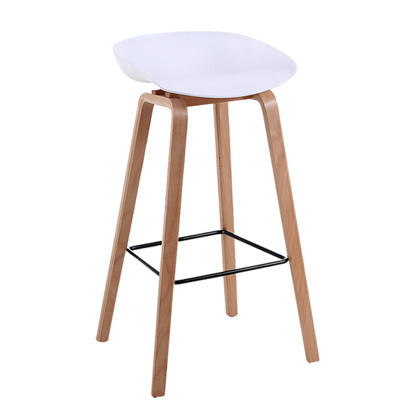 Modern Backrest Armless Counter Stool Wood Household Bar Stool with Plastic Seat White 1 Piece Bar Stool(30"H) Clearhalo 'Bar Furniture' 'Bar Stools' 'bar_stools' 'furn' 'furn_bar_stools' 'furniture_bar_stools' 'Kitchen & Dining Furniture' 'kitchen&dining_furn' 'kitchen' 'kitchen_furn' Furniture' 4184326