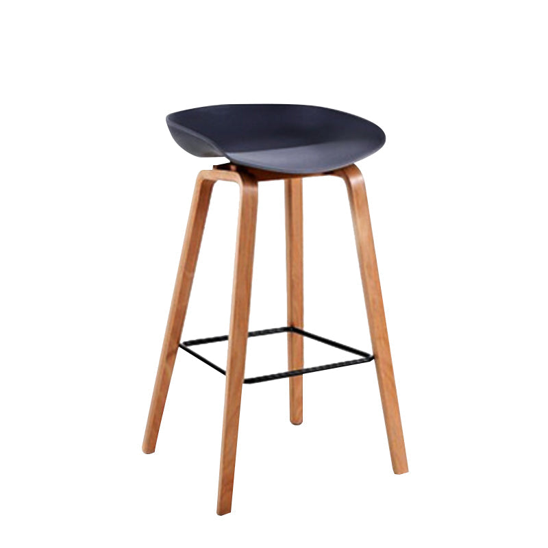 Modern Backrest Armless Counter Stool Wood Household Bar Stool with Plastic Seat Dark Gray 1 Piece Counter Stool(26"H) Clearhalo 'Bar Furniture' 'Bar Stools' 'bar_stools' 'furn' 'furn_bar_stools' 'furniture_bar_stools' 'Kitchen & Dining Furniture' 'kitchen&dining_furn' 'kitchen' 'kitchen_furn' Furniture' 4184327