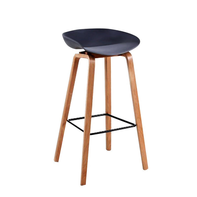 Modern Backrest Armless Counter Stool Wood Household Bar Stool with Plastic Seat Dark Gray 1 Piece Bar Stool(30"H) Clearhalo 'Bar Furniture' 'Bar Stools' 'bar_stools' 'furn' 'furn_bar_stools' 'furniture_bar_stools' 'Kitchen & Dining Furniture' 'kitchen&dining_furn' 'kitchen' 'kitchen_furn' Furniture' 4184328
