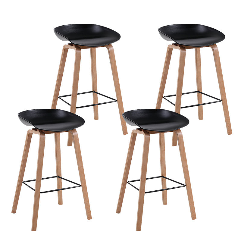 Modern Backrest Armless Counter Stool Wood Household Bar Stool with Plastic Seat Black 4 Piece Set Counter Stool(26"H) Clearhalo 'Bar Furniture' 'Bar Stools' 'bar_stools' 'furn' 'furn_bar_stools' 'furniture_bar_stools' 'Kitchen & Dining Furniture' 'kitchen&dining_furn' 'kitchen' 'kitchen_furn' Furniture' 4184329