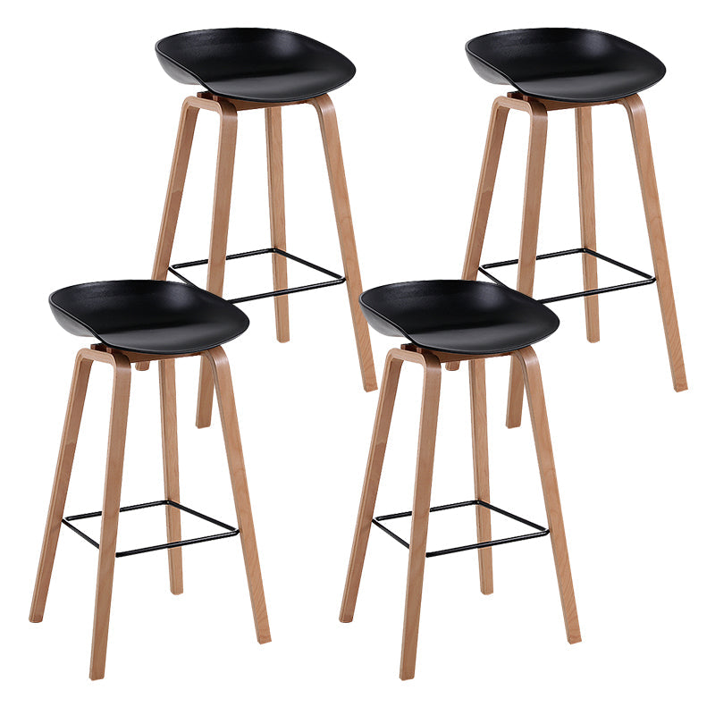 Modern Backrest Armless Counter Stool Wood Household Bar Stool with Plastic Seat Black 4 Piece Set Bar Stool(30"H) Clearhalo 'Bar Furniture' 'Bar Stools' 'bar_stools' 'furn' 'furn_bar_stools' 'furniture_bar_stools' 'Kitchen & Dining Furniture' 'kitchen&dining_furn' 'kitchen' 'kitchen_furn' Furniture' 4184330