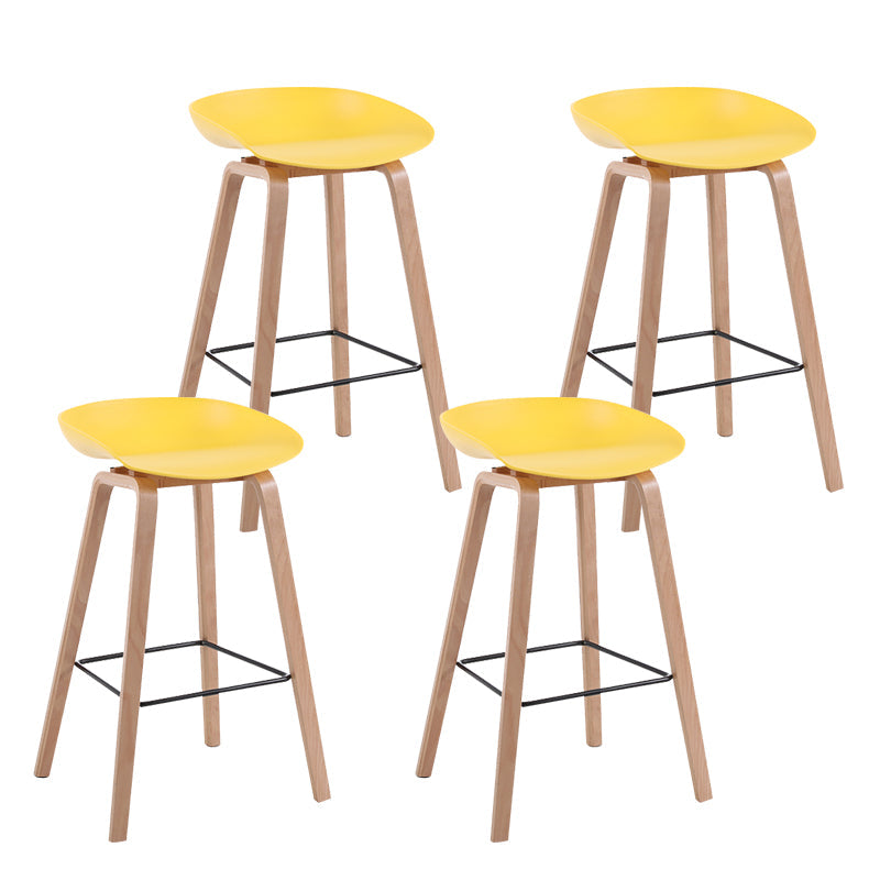Modern Backrest Armless Counter Stool Wood Household Bar Stool with Plastic Seat Yellow 4 Piece Set Counter Stool(26"H) Clearhalo 'Bar Furniture' 'Bar Stools' 'bar_stools' 'furn' 'furn_bar_stools' 'furniture_bar_stools' 'Kitchen & Dining Furniture' 'kitchen&dining_furn' 'kitchen' 'kitchen_furn' Furniture' 4184331